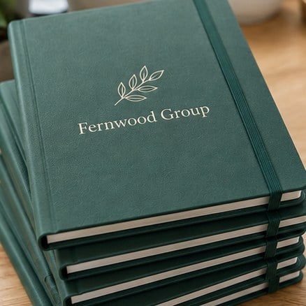 Stack of branded planners